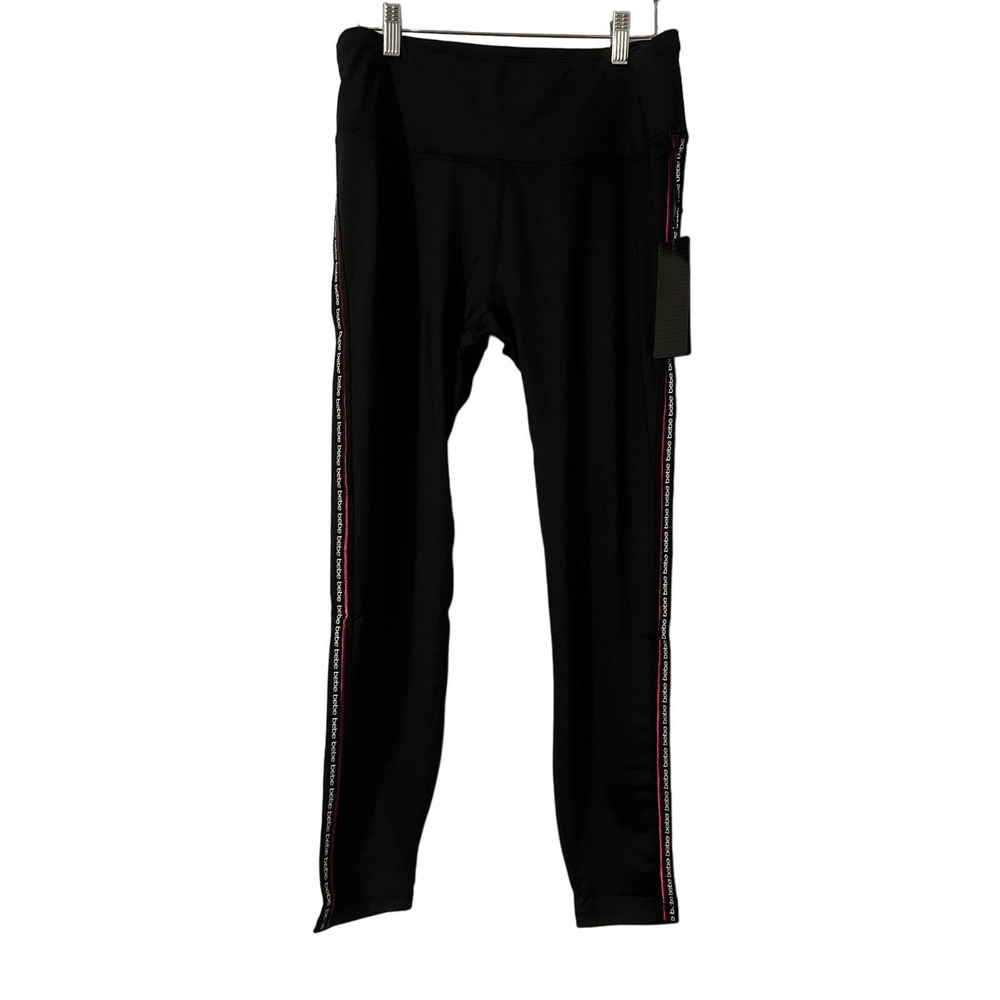 NWT Bebe Leggings with pink stripe down the side